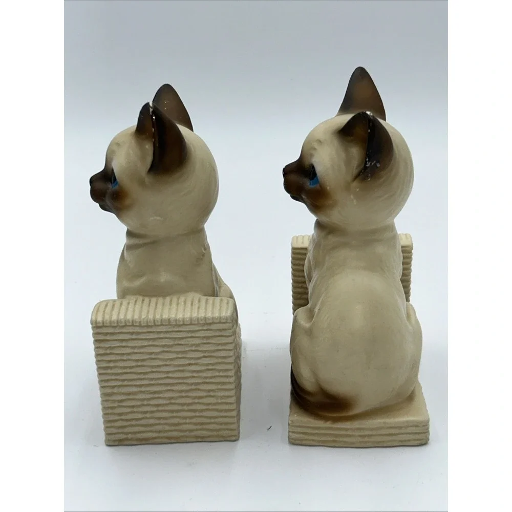 Vintage Cats Kittens Bookends Sand Filled Mid Century Calico Collectible